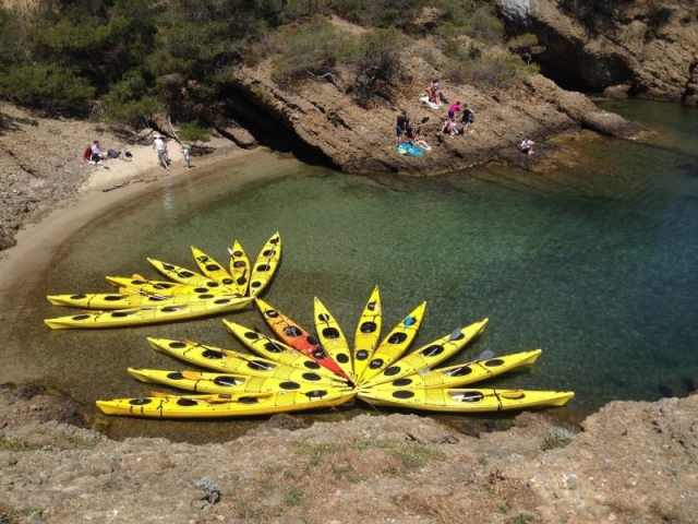 Nos kayaks doubles dans la baie